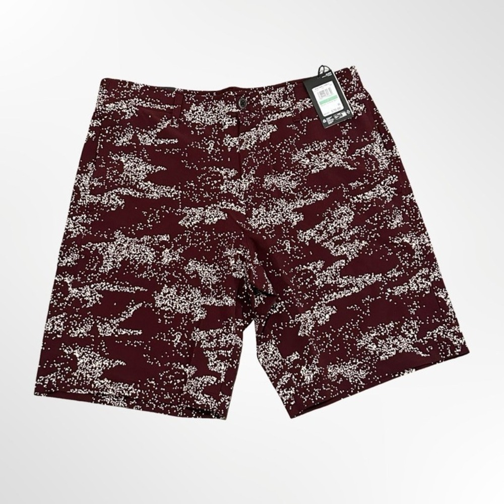 Under Armour UA Golf Printed Shorts Mens Size 34 Burgundy Athletic NWT